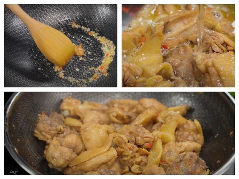 Tiến hành công đoạn kho gà