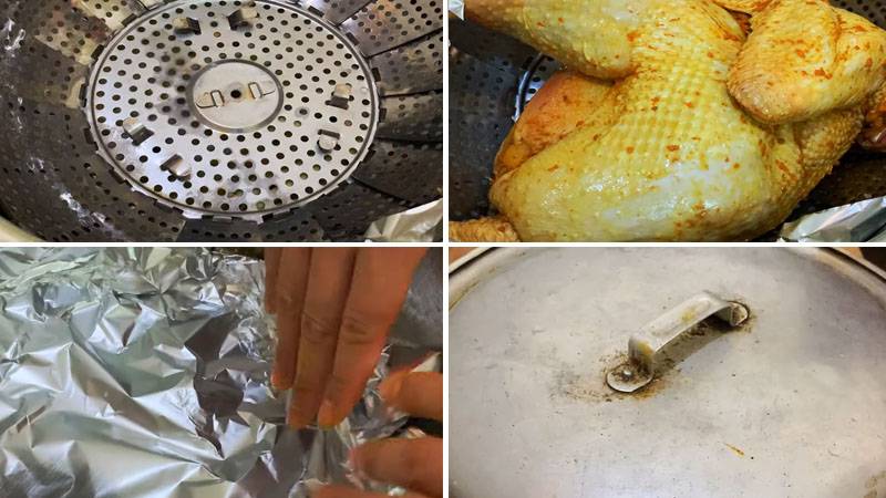 Tiến hành công đoạn làm gà muối xông khói