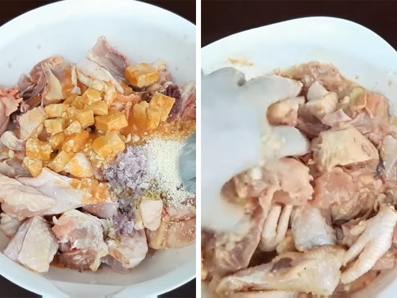 sơ chế và ướp thịt gà