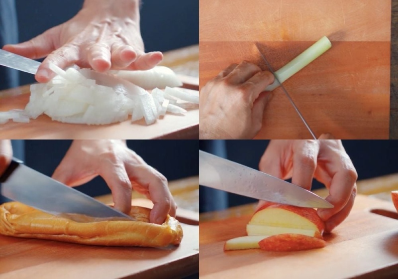 Sơ chế rau củ và hành tây chuẩn bị cho món gà nướng Giáng sinh