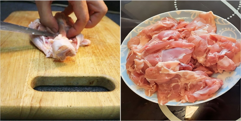 sơ chế và tách gà ra khỏi xương