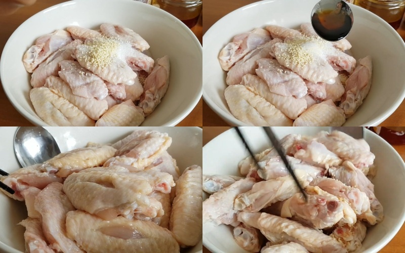 sơ chế và ướp gà