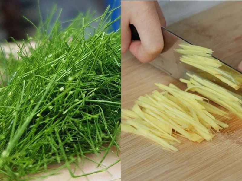 Sơ chế gừng và lá chanh