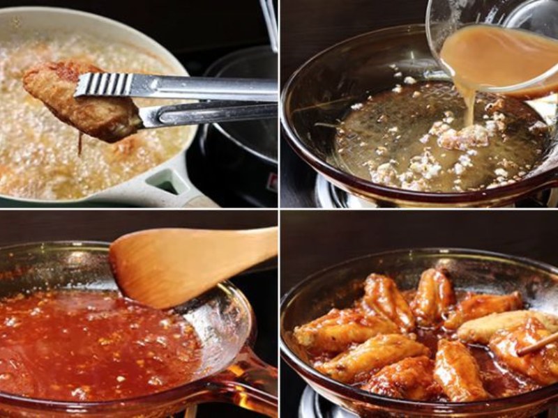 Chiên cánh gà và làm sốt me kiểu Thái