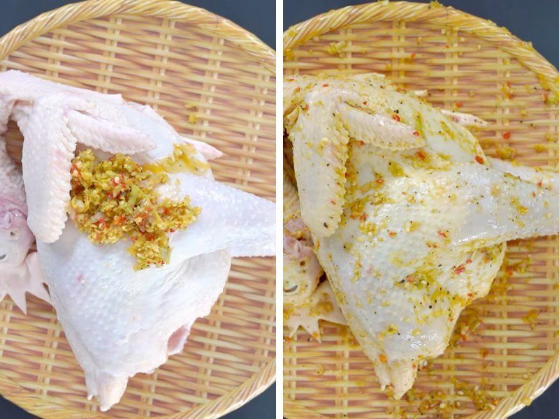 Công đoạn ướp gà trước khi ủ
