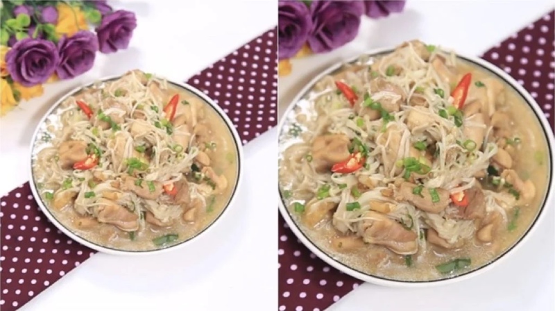 Đĩa gà xào nấm kim châm thơm ngon