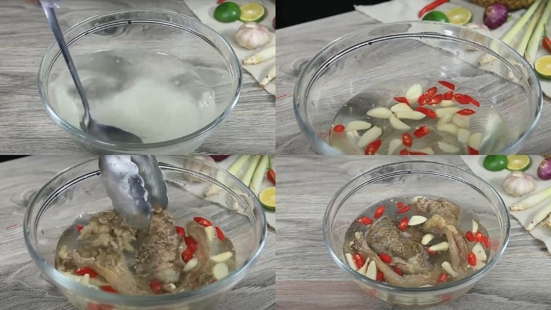 Công đoạn làm nước giấm ngâm gân bò