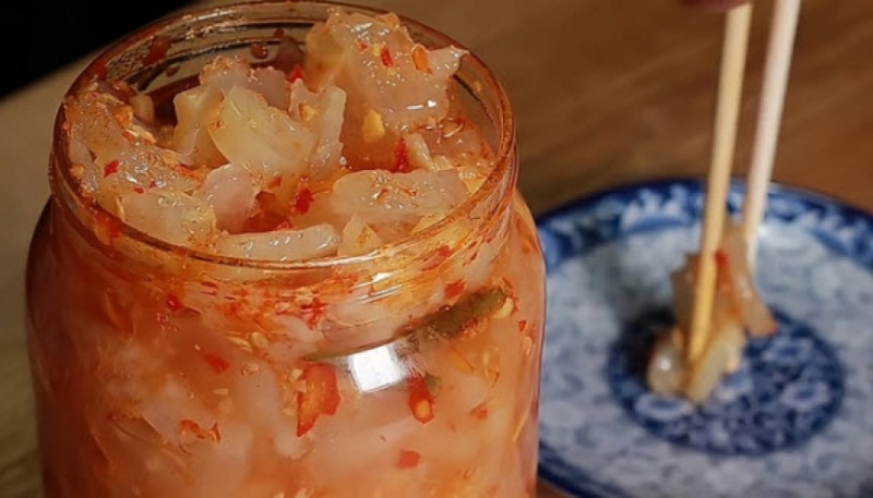 Thành phẩm món gân bò ngâm giấm chua cay thơm ngon