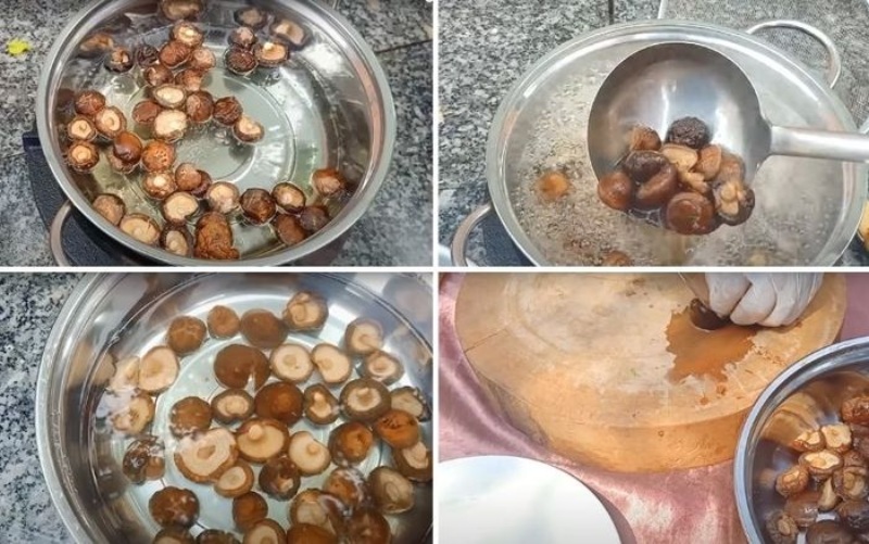 Công đoạn sơ chế nấm đông cô