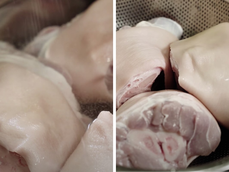Giò heo được sơ chế sạch sẽ