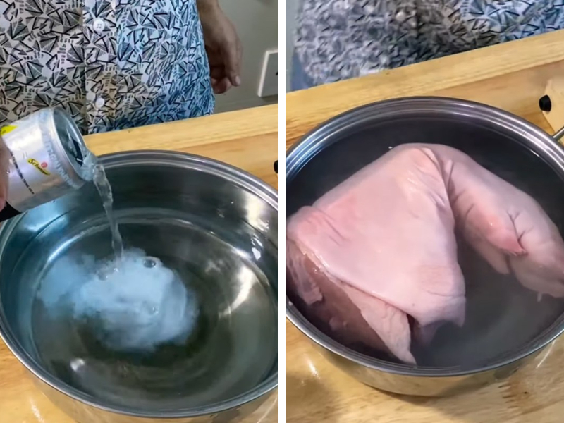 Ngâm chân giò heo với soda không đường