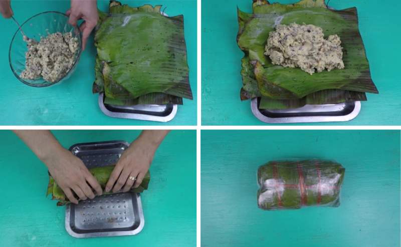 Công đoạn cuốn và gói giò lụa chay