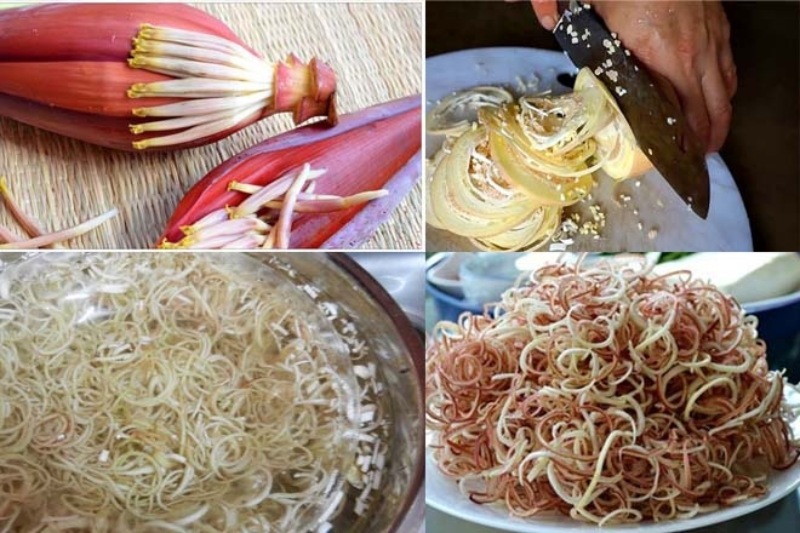 Sắt hoa chuối thành miếng vừa ăn