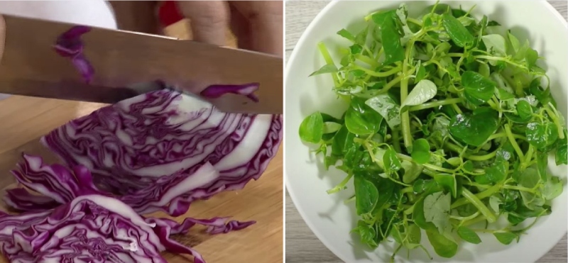 chuẩn bị các nguyên liệu trộn gỏi