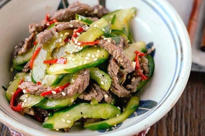 gỏi bò dưa leo thanh đạm tròn vị
