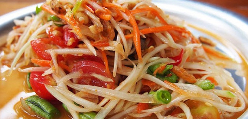 Thành phẩm gỏi đu đủ Thái chay hấp dẫn