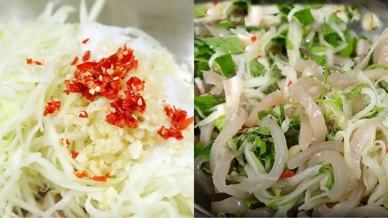 Các bước trộn gỏi đu đủ với da heo