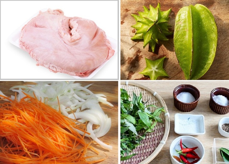 Nguyên liệu làm gỏi khế bao tử heo