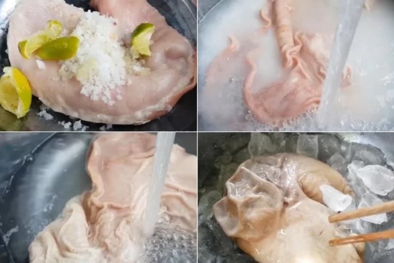 Các bước sơ chế bao tử heo