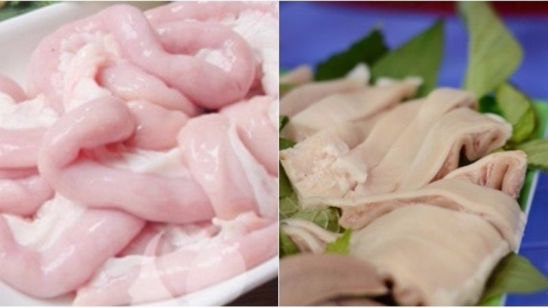 Lòng non và dạ dày heo sau khi sơ chế