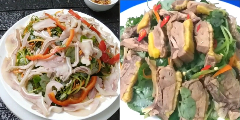 Gỏi rau càng cua tai heo và ức vịt đầy đủ sắc màu