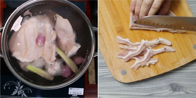 Luộc tai heo với sả và hành tím thơm ngon