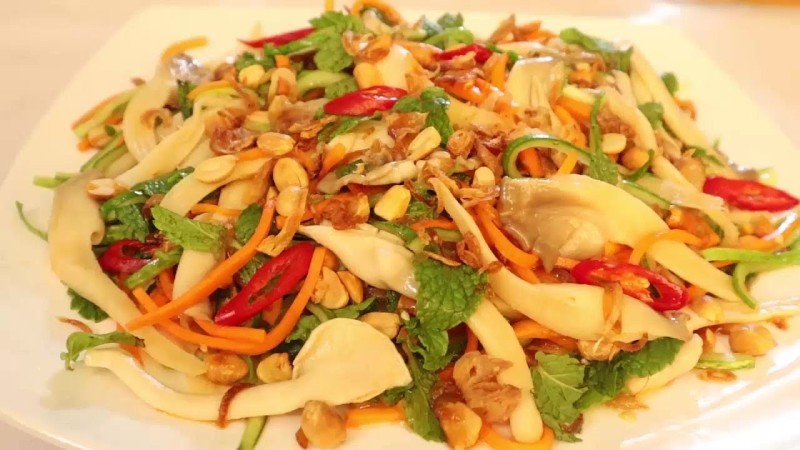 Thành phẩm món gỏi xoài nấm bào ngư chay