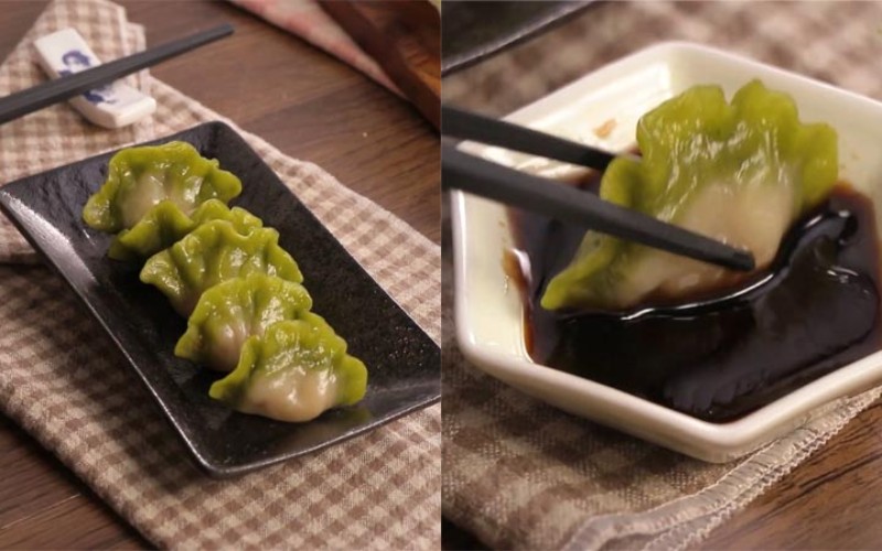 Thành phẩm há cảo bắp cải chay thơm ngon