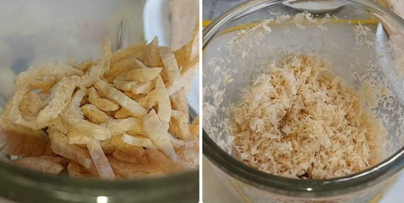Tiến hành xào và giã sườn non chay