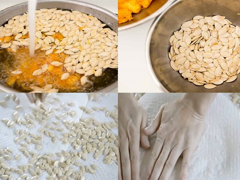 Các bước rửa, phơi và lau khô hạt bí