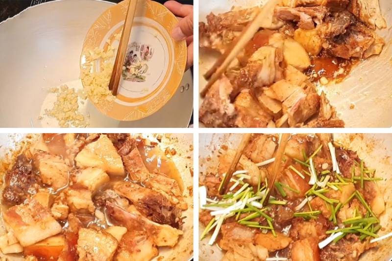 Tiến hành kho heo quay với nước tương