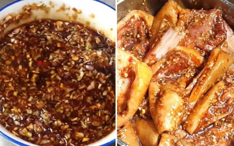 Sơ chế nguyên liệu và ướp thịt heo rừng