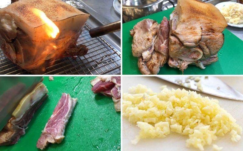 Sơ chế nguyên liệu làm thịt heo xào lăn