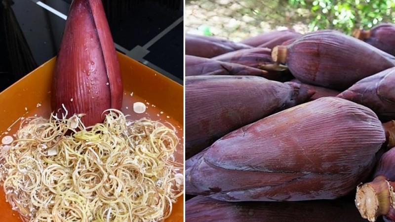 Sơ chế nguyên liệu làm hoa chuối xào tỏi chay