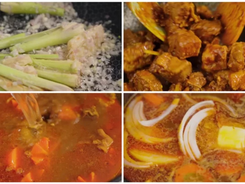 Công đoạn nấu nước dùng thịt bò kho
