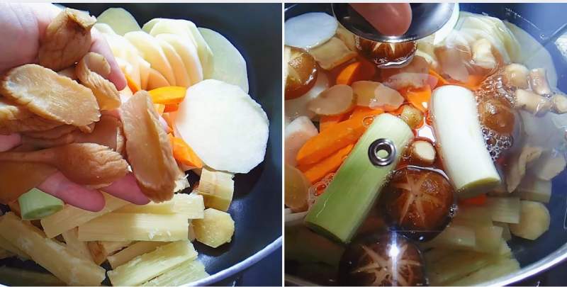 Ninh nước dùng cho hủ tiểu Nam Vang chay