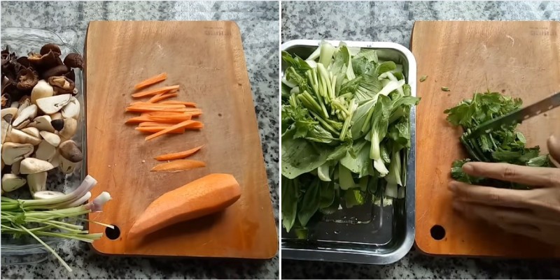 Sơ chế cà rốt và rau