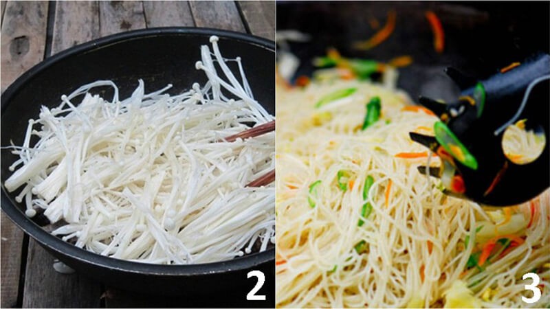 Công đoạn xào hủ tiếu 