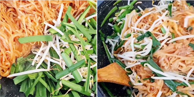 Tiến hành công đoạn xào hủ tiếu