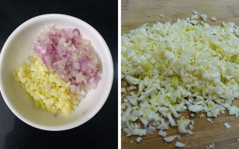 Băm nhuyễn hành tỏi
