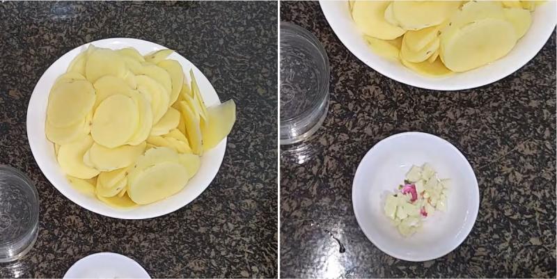 Sơ chế nguyên liệu làm k\hoai tây xào tỏi