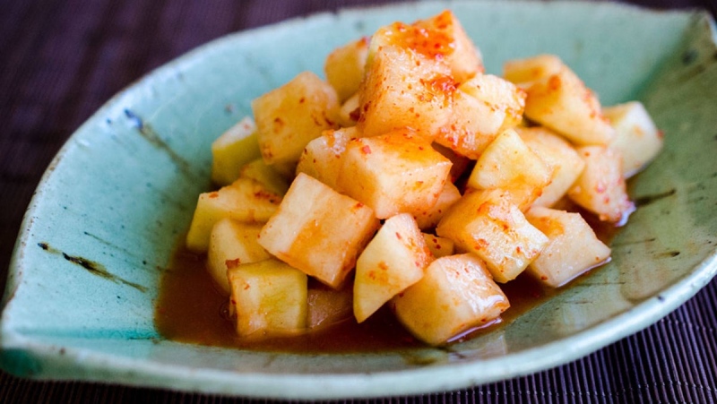 kim chi củ cải chay giúp chống ngán khi ăn