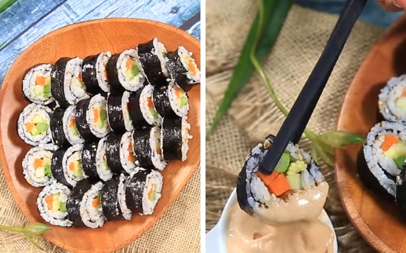 Kimbap chay rau củ thơm ngon