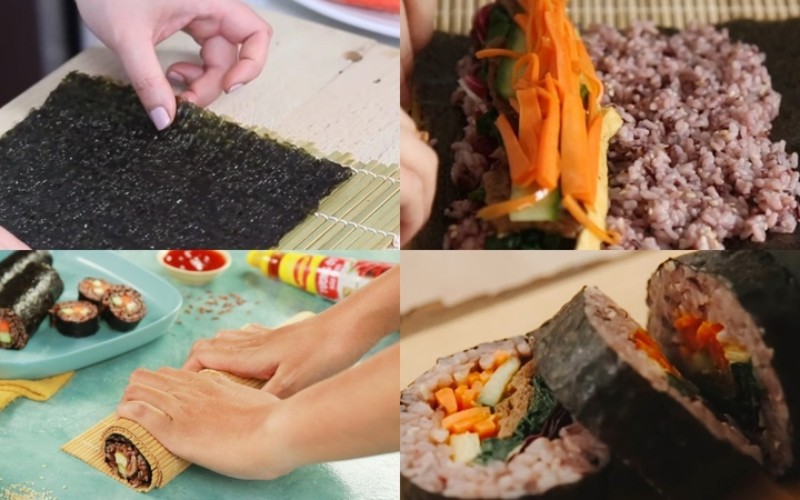 Công đoạn cuốn kimbap