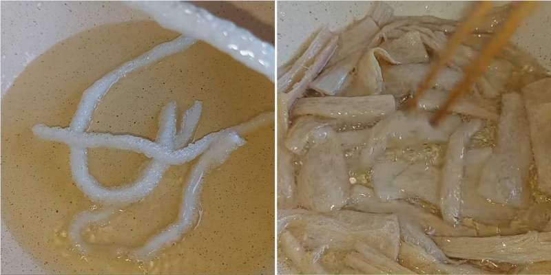 Chiên sơ bột khoai và sườn chay