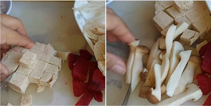 Sơ chế nguyên liệu làm lạp xưởng chay