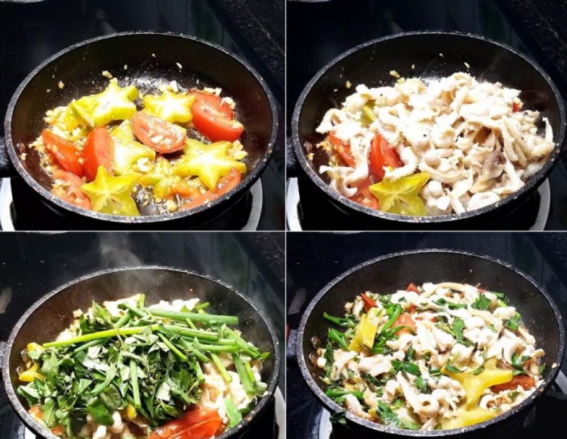 Lòng bò xào với khế chua