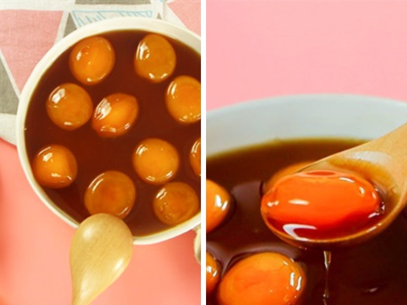 Thành phẩm món lòng đỏ trứng gà ngâm mật ong