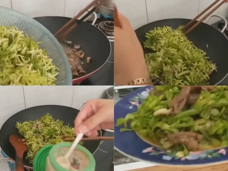  Xào lòng gà với hoa thiên lý