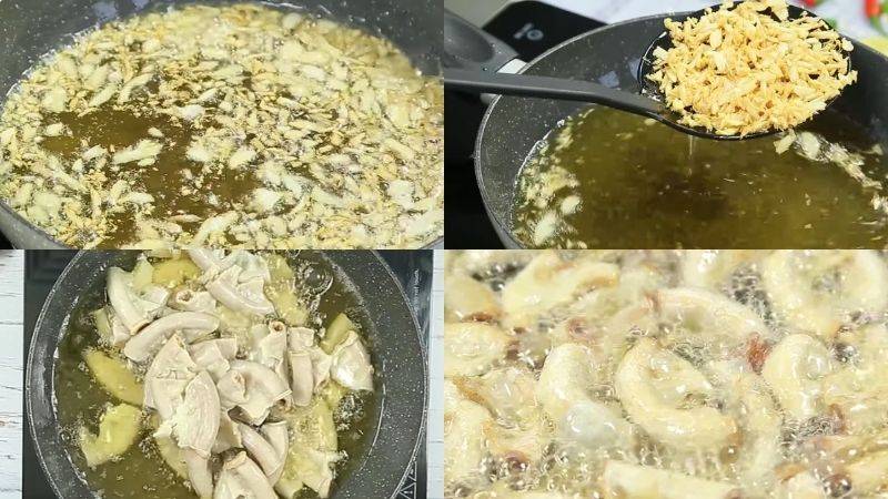 Tiến hành chiên giòn ruột non